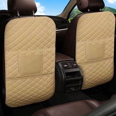 QWHJSP PU Car Seat Back Protector for BMW X5 2019 2020 2021 2022 2023 2024, Anti-Kick Waterproof Scratch Resistant Pad Easy to Clean Automotive Interior Accessories,Beige