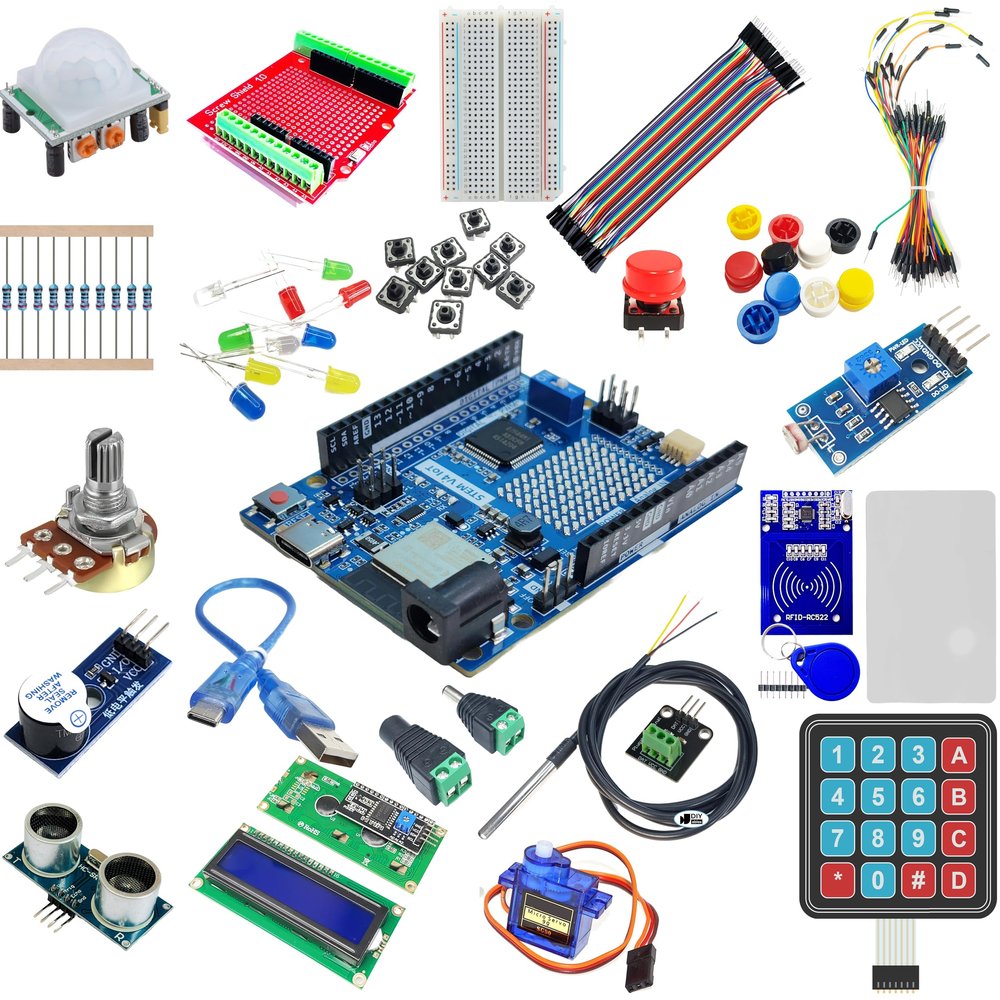 DIYables STEM V4 IoT Starter Kit  Fully Compatible with Arduino UNO R4 WiFi, Includes DIYables STEM Board, Sensors, Display, Modules, Expansion Board, Breadboard, Jumper Wires