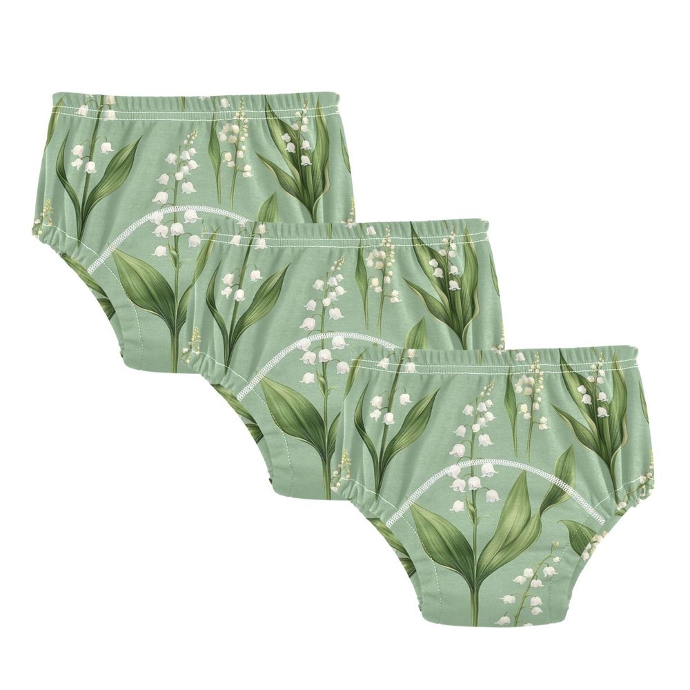 JUNZAN Cartoon Lily Flowers Green Potty Training Underwear Pants Breathable Cotton Traing Underpants Boxer Briefs 3T