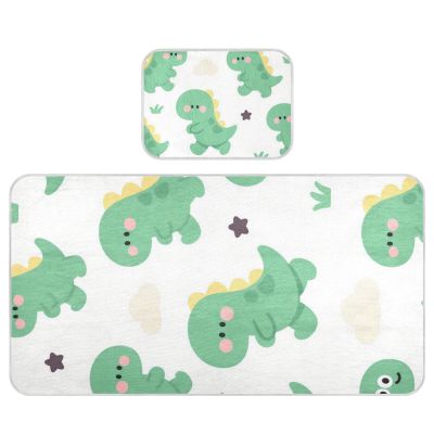Cute Cartoon Green Dinosaur Cooling Baby Mattress Protector Pads 28" x 52" Washable Pads Washable Waterproof for Kids, Adult