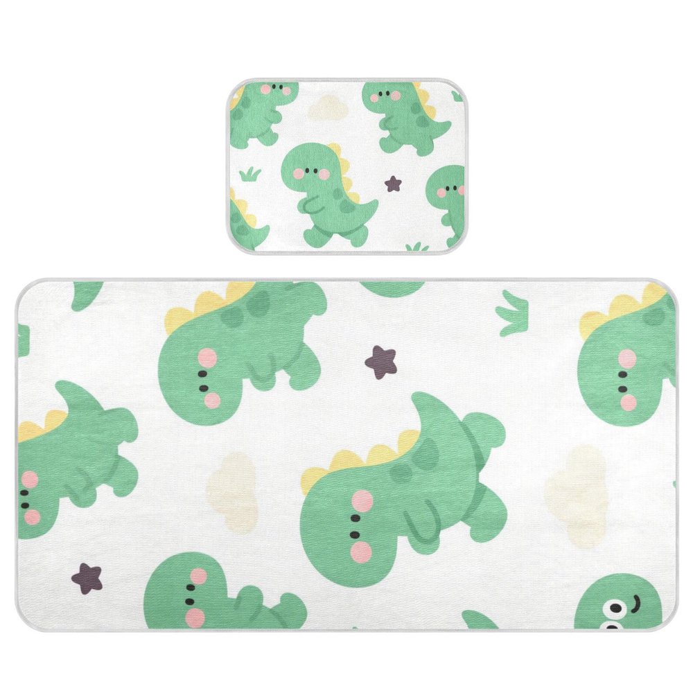 Cute Cartoon Green Dinosaur Cooling Baby Mattress Protector Pads 28" x 52" Washable Pads Washable Waterproof for Kids, Adult