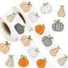1000Pcs Fall Pumpkin Stickers Roll - Thanksgiving Harvest Decals, Buffalo Plaid Pumpkin Patterns, Waterproof Self-Adhesive Autumn Stickers for Adults, Party Supplies (8 Designs) view 1