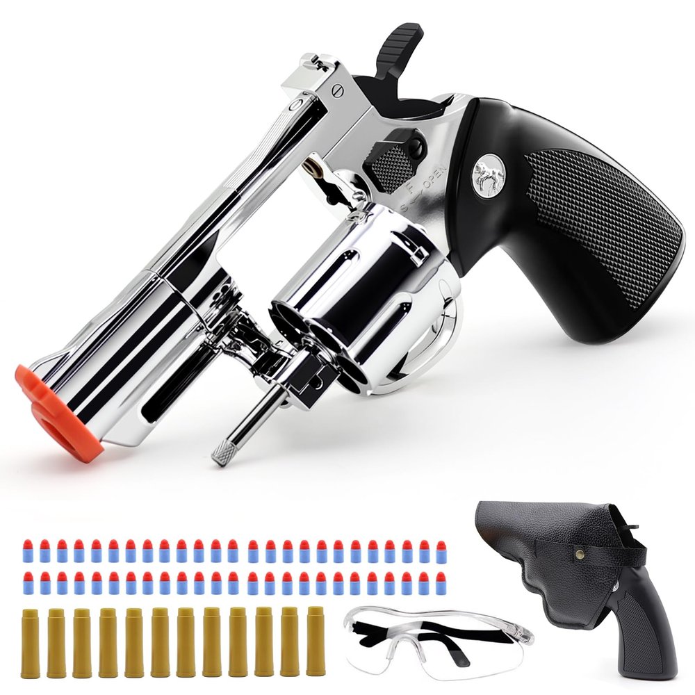 BFALSHB Toy Revolver Gun with Holster, Soft Bullet Toy Guns for Outdoor Shooting Games & Pretend Play Gun Toys for Birthday Gifts Christmas, Halloween