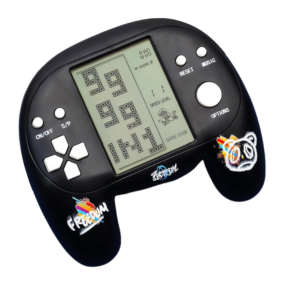 JXD Handle Brick Game Console 4.1Inch Great Grip Feeling 2574 in 1 Retro Puzzle Block Games Handheld Game Player for Travel/Indoor/Outdoor Children/Students/Teens/Birthday (Black)