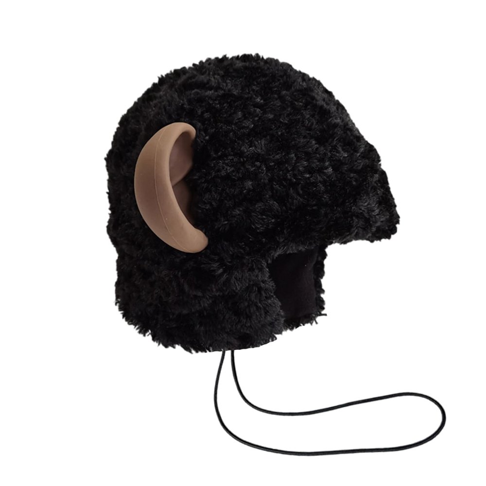 EPIPHQNY Balaclava, Furry Cartoon Hat with Ear for Halloween Cosplay Furry Hats with Ear Oversized Headgear Hats for Winter Black