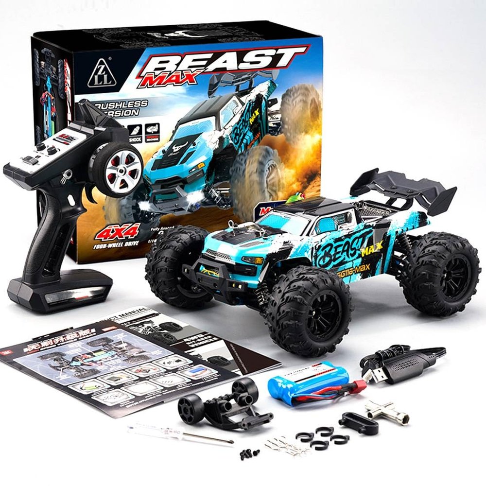 Kafoopolly 1/16 SG116MAX RC Off-Road Crawler, 4WD High-Speed Amphibious Remote Control All-Terrain Truck, Racing Car Gift for Teen and Adult (Brushless/Blue and Black)