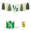 1/2 Birthday Boy Half Birthday Decorations High Chair Banner, 6 Month Tassel Wood Bead Highchair Garland Green(1/2GREEN) view 2