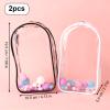 2pcs Display Bag for Dolls, 7.68x4.13 Inch PVC Mini Waterproof Clear Figure Zipper Pouch with Pompoms & Keychain Carrying Small Transparent Protective Case Charm for Doll Collectibles (Black & White) view 2