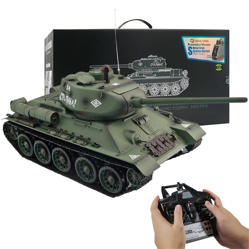 Xenotrix 1:16 Soviet T-34 Medium RC Tank, 2.4G RC Military Tank Model, with Sound Smoke Shooting Effect, an Excellent Gift for Major Holidays Such As Christmas