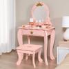 Little Girl Makeup Table with Mirror and Chair,Kids Vanity Table&Chair Set with Storage Drawer,Toddlers Pretend Play Vanity with 9pcs Multiple Make up Accessories, Princess Vanity Desk for 3+ (Pink) view 1