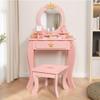 Little Girl Makeup Table with Mirror and Chair,Kids Vanity Table&Chair Set with Storage Drawer,Toddlers Pretend Play Vanity with 9pcs Multiple Make up Accessories, Princess Vanity Desk for 3+ (Pink) view 2