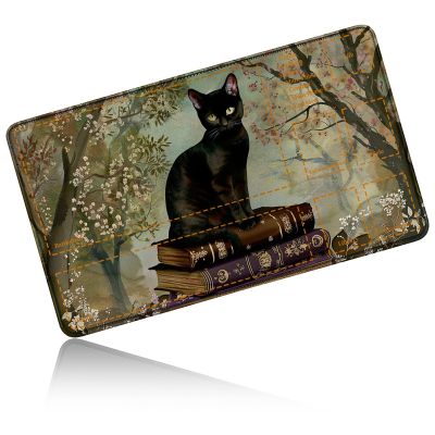 24" x 14" Zoned TCG Playmat, Non Slip Rubber MTG Game Mat, Book Cat Gray