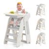 4-in-1 Convertible Toddler Step Stool, Adjustable Height Toddler Tower, Foldable Standing Tower with Safety Fence & Removable Dining Tray, Kids Step Stool for Kitchen Counter Bathroom Sink (Grey) view 1