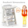 4-in-1 Convertible Toddler Step Stool, Adjustable Height Toddler Tower, Foldable Standing Tower with Safety Fence & Removable Dining Tray, Kids Step Stool for Kitchen Counter Bathroom Sink (Grey) view 2