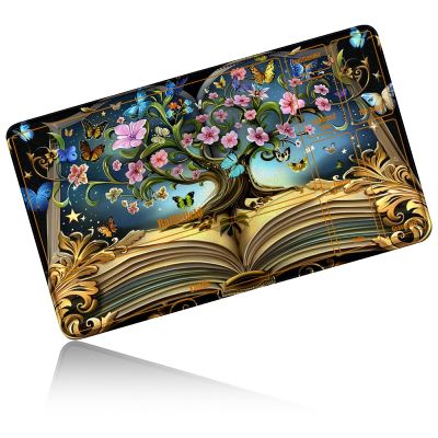24" x 14" Zoned TCG Playmat, Non Slip Rubber MTG Game Mat, Book Tree