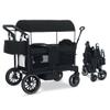 TODEFULL Stroller Wagon for 2 Kids, Push & Pull Kids Cart with Safety Harnesses, Foldable All-Terrain Stroller with Adjustable Handle, Removable Canopy, Snack Tray, Large Storage Bag, Black view 1