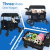 TODEFULL Stroller Wagon for 2 Kids, Push & Pull Kids Cart with Safety Harnesses, Foldable All-Terrain Stroller with Adjustable Handle, Removable Canopy, Snack Tray, Large Storage Bag, Black view 2