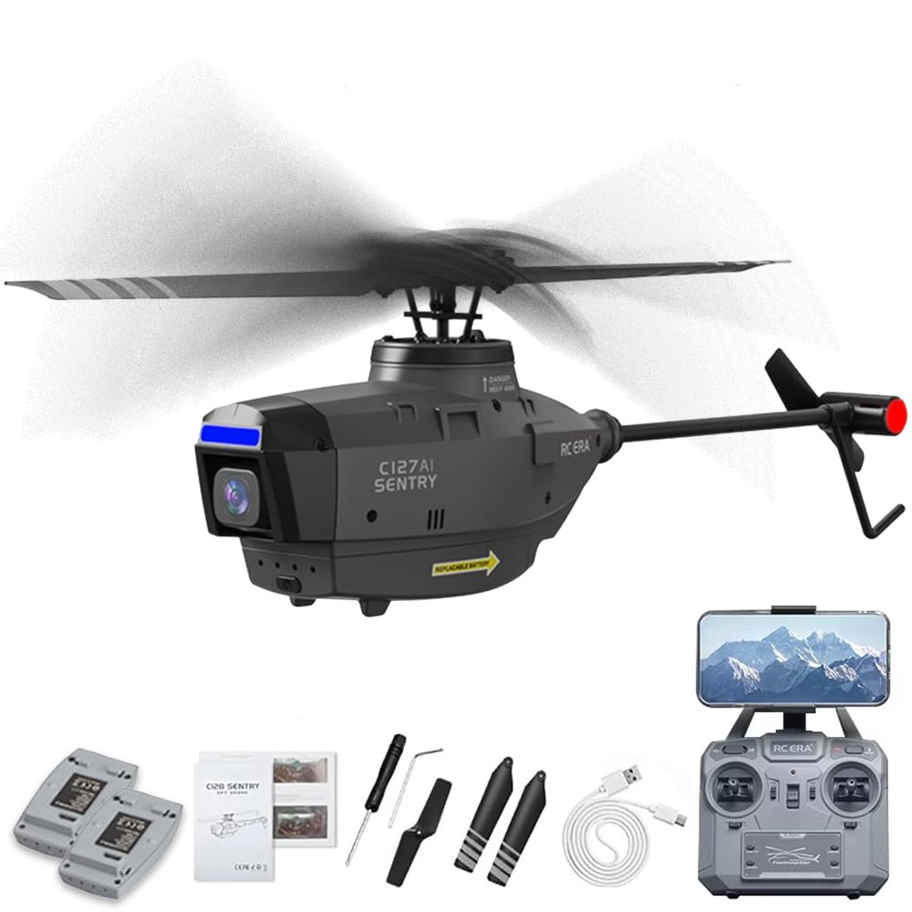 Actualia RC ERA C127AI RC Helicopter for Adults, Black Hornet 4CH Brushless Motors Remote Control Helicopter, RTF Military Drone with 1080p Camera, Optical Flow & Altitude Hold