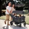 TODEFULL Stroller Wagon for 2 Kids, Push & Pull Kids Cart with Safety Harnesses, Foldable All-Terrain Stroller with Adjustable Handle, Removable Canopy, Snack Tray, Large Storage Bag, Gray view 3