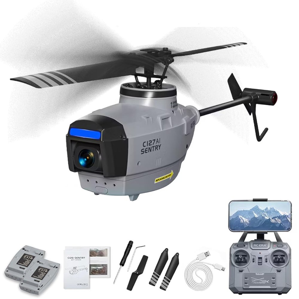 Actualia RC ERA C127AI RC Helicopter for Adults, Black Hornet 4CH Brushless Motors Remote Control Helicopter, RTF Military Drone with 1080p Camera, Optical Flow & Altitude Hold