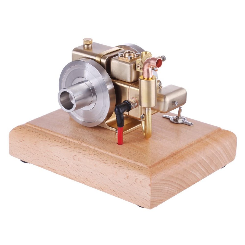Hit and Miss Engine Model Kit That Works M17 1.6cc Water-Cooled 4-Stroke Gasoline Engine Model That Runswith Wooden Base Physical Experiment Kit for Adults Enthusiasts