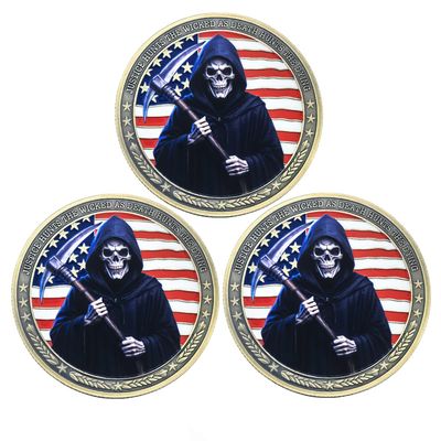 Death Reaper Law Enforcement Challenge Coin Police Service Coin Collectible Gift (Pack of 3)