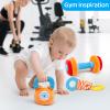 Baby Toys 3-6-12 Months Sensory Toy for Babies Workout Dumbbell Weights Toy Set with Rattles,Crinkle,Mirror & Teether,Montessori Toys for 6 Month Old Infant Baby Girl Boy Gifts view 2