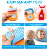 Baby Toys 3-6-12 Months Sensory Toy for Babies Workout Dumbbell Weights Toy Set with Rattles,Crinkle,Mirror & Teether,Montessori Toys for 6 Month Old Infant Baby Girl Boy Gifts view 3
