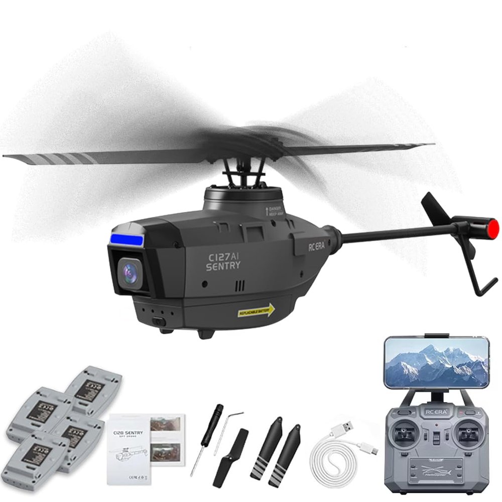 Actualia RC ERA C127AI RC Helicopter for Adults, Black Hornet 4CH Brushless Motors Remote Control Helicopter, RTF Military Drone with 1080p Camera, Optical Flow & Altitude Hold