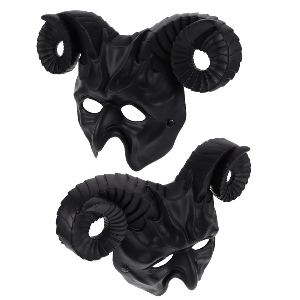Abaodam 2 Pcs Animal Horns Masks Half Face Devil Mask for Carnival Cosplay Halloween Decor Prop Musical Party