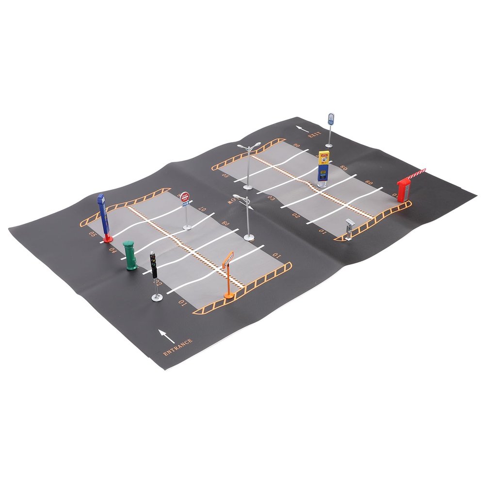 Nurnesy Miniature Traffic Road Model Toy City Road Infrastructure Set Lifelike Simulation ABS Material with Rounded Corners for Kids Play Learning Display (English Style A)