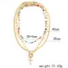 ZYIBPMSJKQCFK Bohemian Cross Pendant Necklace Three Piece Set Simple Rice Bead Necklace,golden,35+5cm/39cm/45cm view 3