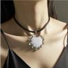 ZYIBPMSJKQCFK Vintage HeartShaped Alloy Enamel Pendant Necklace,black,36+7cm view 2