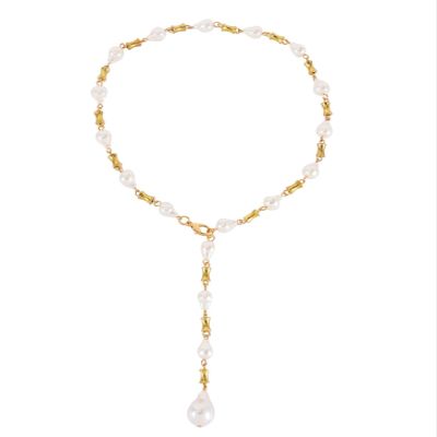 Baroque Pearl Minimalist Long Necklace Accessory,white,42.5cm
