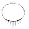 ZYIBPMSJKQCFK Punk Splicing Chain Black Bead Rivet Pendant Necklace,silvery,46+5cm view 1
