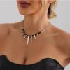 ZYIBPMSJKQCFK Punk Splicing Chain Black Bead Rivet Pendant Necklace,silvery,46+5cm view 2