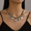 ZYIBPMSJKQCFK 2.7 * 2.7cm Bohemian Thick Chain With Star And Heart Pendant Necklace,silvery,2.7 * 2.7cm view 2