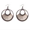 7.5 * 5.5cm Handmade Bohemian Fabric Hollow Earrings For Women,coffee,7.5 * 5.5cm view 1