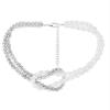 Bohemian Imitation Pearl Pieced Round Bead Knotted Cross Necklace,Round Pearl Silver,35+6.5cm view 4