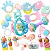 15PCS Rattles for Babies 0-6 Months - BPA-Free Baby Rattles 0-3, 6-12 Months for Newborn Soft Teething Toys Infant Toys with Wrist & Ankle Rattles, Baby Gift Set with Box for Hand-Eye Coordination view 1