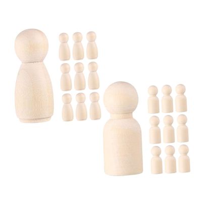 20pcs Unfinished Wooden Peg Dolls for DIY Crafts Miniature Wooden People Figures Friendly Art Projects Creative Blank Canvas for Painting and Decoration