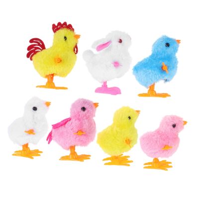 7pcs Fluffy Chick Hopping Wind Up Easter Basket Fillers for Spring Celebrations Jumping Bunny Chick Soft and Safe