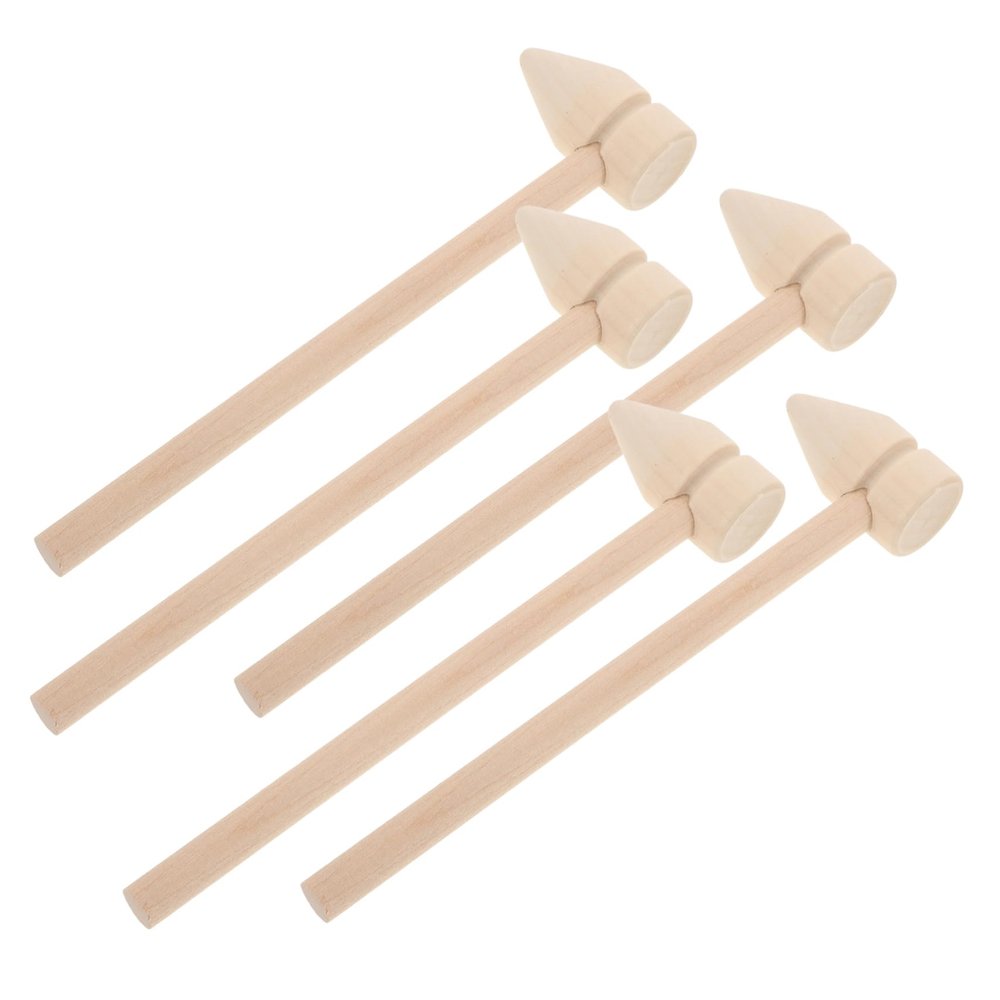 Operitacx 5Pcs Mini Wooden Hammers Tiny Wooden Hammer for Smooth Edges Lightweight for Block Activities Safe and Portable