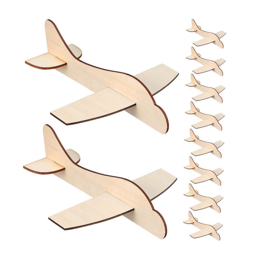 15pcs Unfinished Wooden Airplane Model Craft Kit for Safe Natural Wood Planes for DIY Desktop Decor for Parties and Activities Engaging Handcraft Projects