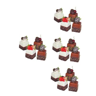 4sets Realistic Simulation Cake Models Artificial Food Props for Display Photography and Pu Material Adorable Design for Cake Decorations 4pcs*4