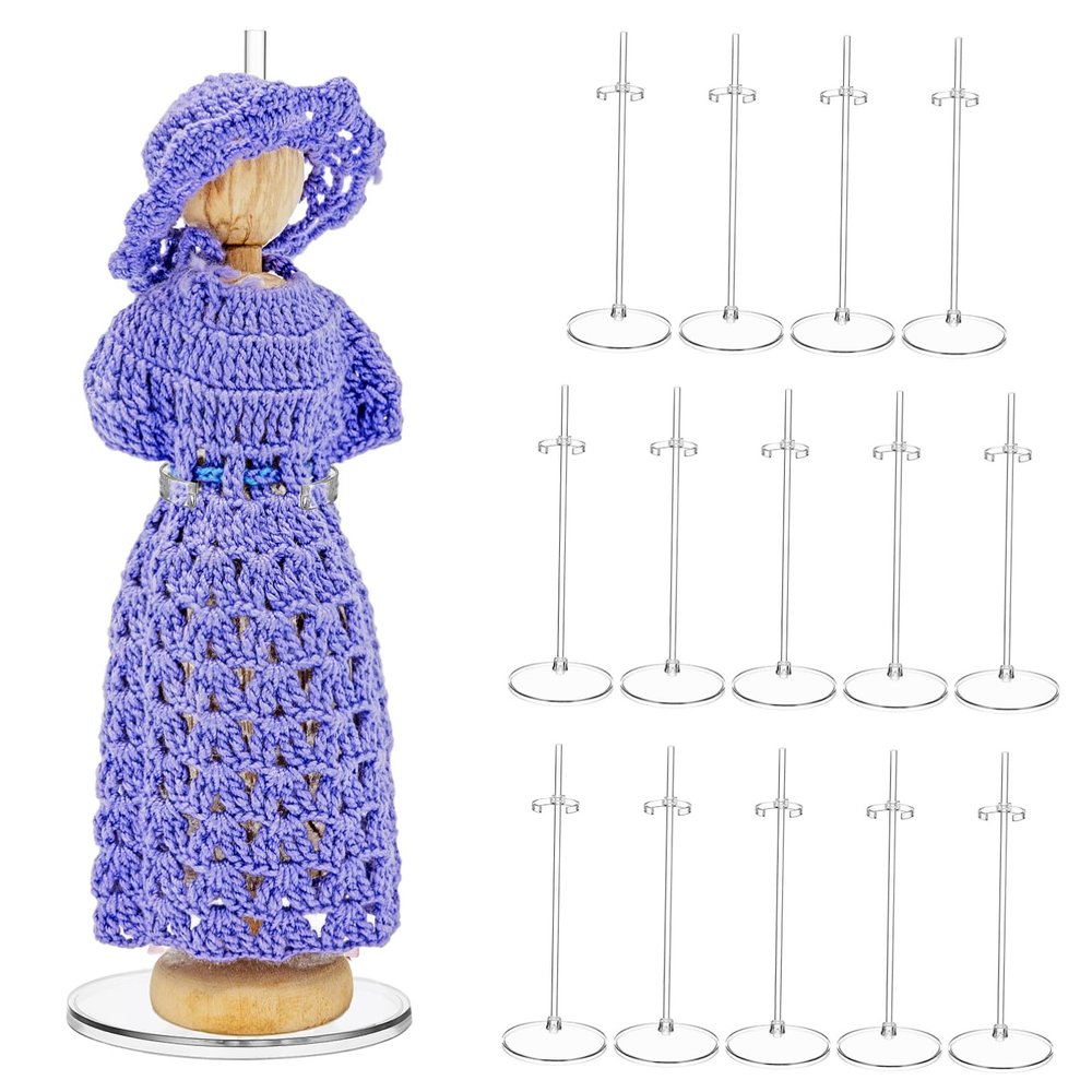 Kisangel BJD Doll Display Stand Figures 15-Piece Doll Holder Set Adjustable Support Rack for Collectors and Displaying Figurines