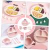 LOLIPPYY 1Set Adorable Dinnerware Divided Feeding Plate Bowls Unbreakable Straw Material for Boys view 4