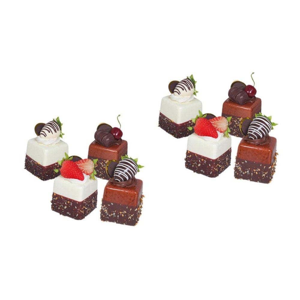 2sets Realistic Artificial Cake Models Lifelike Fake Desserts for Display Photography Props Party Decorations for Home Bakery Restaurant Decor 4pcs*2