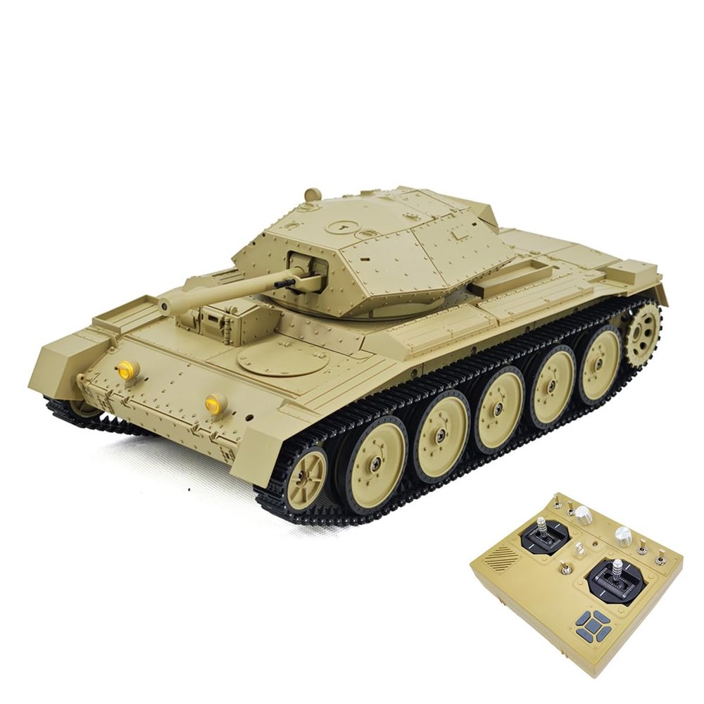 Aetheria RC Tank 1:16 Remote Control British Crusader Tank with Sound and Lights, Recoil Simulation, Battle and and 360 Turret 2.4G Off-Road 4WD Military Truck Model for Adult