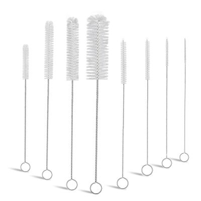 8 Pack Straw Brush Cleaner with Different Diameters (3mm-30mm) - 12" Long Nylon Brush for Water Bottles, Baby Bottles, Sippy Cups & Tumblers | Reusable Tube Cleaner for Straws and Narrow Pipes
